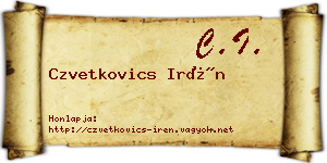 Czvetkovics Irén névjegykártya