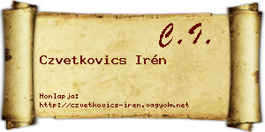Czvetkovics Irén névjegykártya