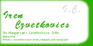 iren czvetkovics business card